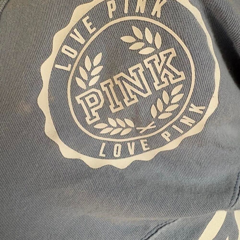 Victoria's Secret PINK blue cotton long sleeve shirt with white 'PINK' text - Picture 4 of 7